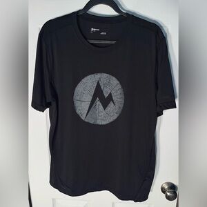 Men’s Marmot Large L Black Short Sleeve Logo Athletic T-Shirt Polyester